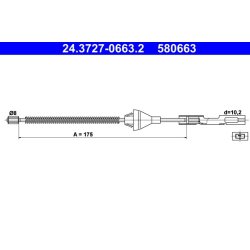 Brake Cable ATE 24.3727-0663.2 OE Ref 1220462