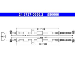 Brake Cable ATE 24.3727-0666.2 OE Ref 1479552