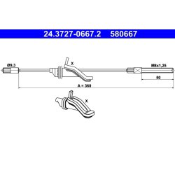 Brake Cable ATE 24.3727-0667.2 OE Ref 1517528