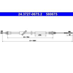 Brake Cable ATE 24.3727-0675.2 OE Ref 4691068