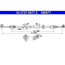 Brake Cable ATE 24.3727-0677.2 OE Ref 6G912B700EH
