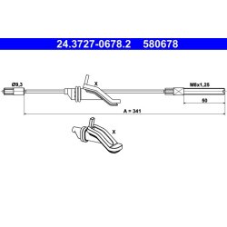 Câble de frein ATE 24.3727-0678.2 pour FORD C-MAX, FOCUS, GRAND OE 1676740