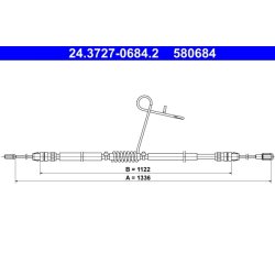 Câble de frein ATE 24.3727-0684.2 pour FORD TOURNEO, TRANSIT OE 1763929