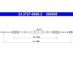 Câble de frein ATE 24.3727-0688.2 pour FORD TRANSIT OE 1816175
