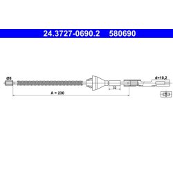 Câble de frein ATE 24.3727-0690.2 pour FORD FOCUS OE 1688323