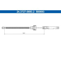Câble de frein ATE 24.3727-0693.2 pour FORD B-MAX, FIESTA OE 1751872