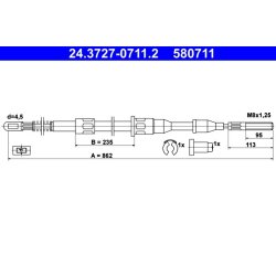 Brake Cable ATE 24.3727-0711.2 OE Ref 522545
