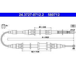 Brake Cable ATE 24.3727-0712.2 OE Ref 522546