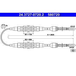 Brake Cable ATE 24.3727-0720.2 OE Ref 90184270