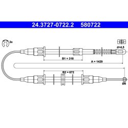 Brake Cable ATE 24.3727-0722.2 OE Ref 522549