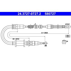 Brake Cable ATE 24.3727-0727.2 OE Ref 522570