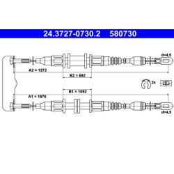 Brake Cable ATE 24.3727-0730.2 OE Ref 90235948