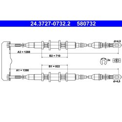 Câble de frein ATE 24.3727-0732.2 pour VAUXHALL ASTRA, KADETT, ASTRAVAN