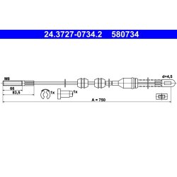 Câble de frein ATE 24.3727-0734.2 pour VAUXHALL OE 90189719