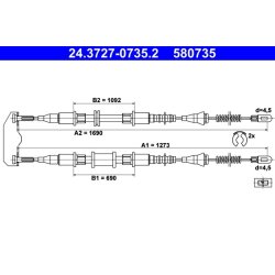 Câble de frein ATE 24.3727-0735.2 pour VAUXHALL ASTRA, KADETT OE 522603