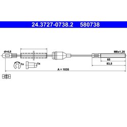 Câble de frein ATE 24.3727-0738.2 pour VAUXHALL CORSA, NOVA, NOVAVAN