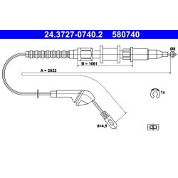 Brake Cable ATE 24.3727-0740.2 OE Ref 90495224