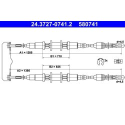 Brake Cable ATE 24.3727-0741.2 OE Ref 522579