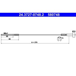 Câble de frein ATE 24.3727-0748.2 pour CHEVROLET, VAUXHALL OE 522550