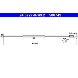 Brake Cable ATE 24.3727-0749.2 OE Ref 522449