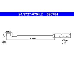Brake Cable ATE 24.3727-0754.2 OE Ref 522410