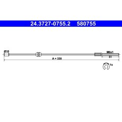 Brake Cable ATE 24.3727-0755.2 OE Ref 9127187