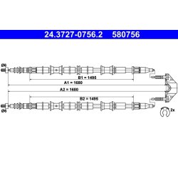 Câble de frein ATE 24.3727-0756.2 pour VAUXHALL ZAFIRA OE 24465149