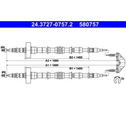 Câble de frein ATE 24.3727-0757.2 pour VAUXHALL ZAFIRA OE 522002