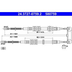 Brake Cable ATE 24.3727-0759.2 OE Ref 522000
