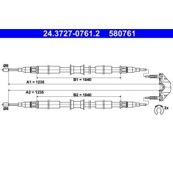 Câble de frein ATE 24.3727-0761.2 pour VAUXHALL COMBO OE 24468130
