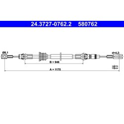 Brake Cable ATE 24.3727-0762.2 OE Ref 4403487