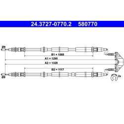 Câble de frein ATE 24.3727-0770.2 pour VAUXHALL ASTRA, ASTRAVAN