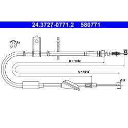 Câble de frein ATE 24.3727-0771.2 pour VAUXHALL, SUZUKI AGILA, BREAK