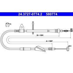 Câble de frein ATE 24.3727-0774.2 pour VAUXHALL, SUZUKI AGILA, BREAK