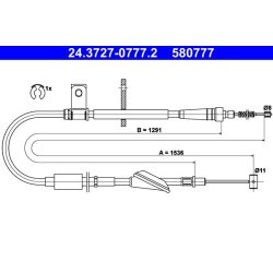 Câble de frein ATE 24.3727-0777.2 pour VAUXHALL AGILA OE 4706689