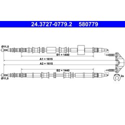 Câble de frein ATE 24.3727-0779.2 pour VAUXHALL MERIVA OE 13159021