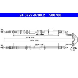 Câble de frein ATE 24.3727-0780.2 pour VAUXHALL MERIVA OE 522012