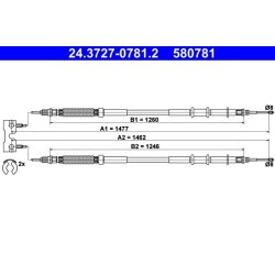 Câble de frein ATE 24.3727-0781.2 pour VAUXHALL CORSA, CORSAVAN