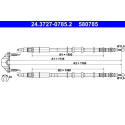 Câble de frein ATE 24.3727-0785.2 pour VAUXHALL ASTRA, ASTRAVAN