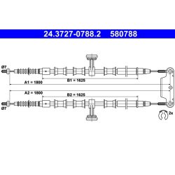 Câble de frein ATE 24.3727-0788.2 pour VAUXHALL SIGNUM, VECTRA OE 24420449
