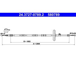 Câble de frein ATE 24.3727-0789.2 pour VAUXHALL INSIGNIA OE 13227133