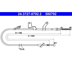 Câble de frein ATE 24.3727-0792.2 pour VAUXHALL, SUZUKI AGILA, SPLASH