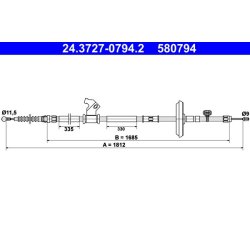 Brake Cable ATE 24.3727-0794.2 OE Ref 522097