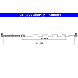 Brake Cable ATE 24.3727-0801.2 OE Ref 474564