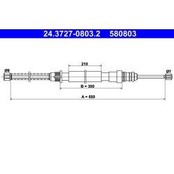 Brake Cable ATE 24.3727-0803.2 OE Ref 474574