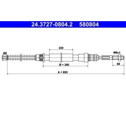 Câble de frein ATE 24.3727-0804.2 pour PEUGEOT 405 OE 474573