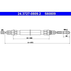Brake Cable ATE 24.3727-0809.2 OE Ref 474575