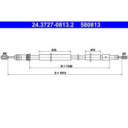 Câble de frein ATE 24.3727-0813.2 pour PEUGEOT 306 OE 4745A2