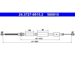 Câble de frein ATE 24.3727-0815.2 pour PEUGEOT 306 OE 4745G0