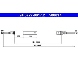 Câble de frein ATE 24.3727-0817.2 pour CITROËN, PEUGEOT SAXO, 106